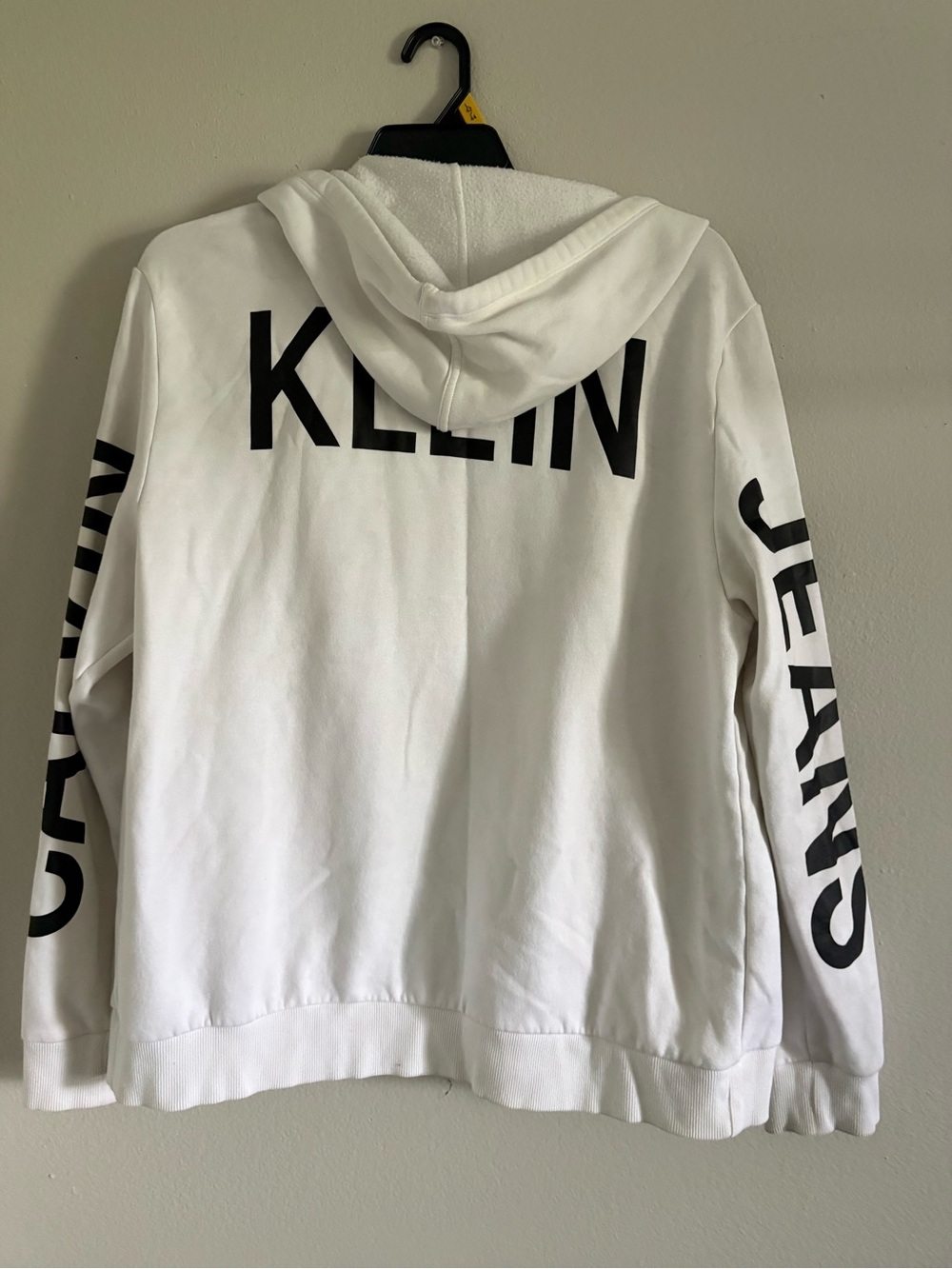 Calvin Klein White Hoodie with Black Lettering